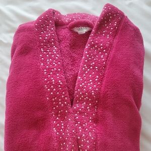 ULTA Hot Pink Plush Robe With Sparkly Embellushments Sz S/M